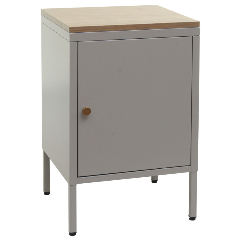 Table de nuit armoire de chevet commode, métal 63x40x40cm, mélaminé - gris