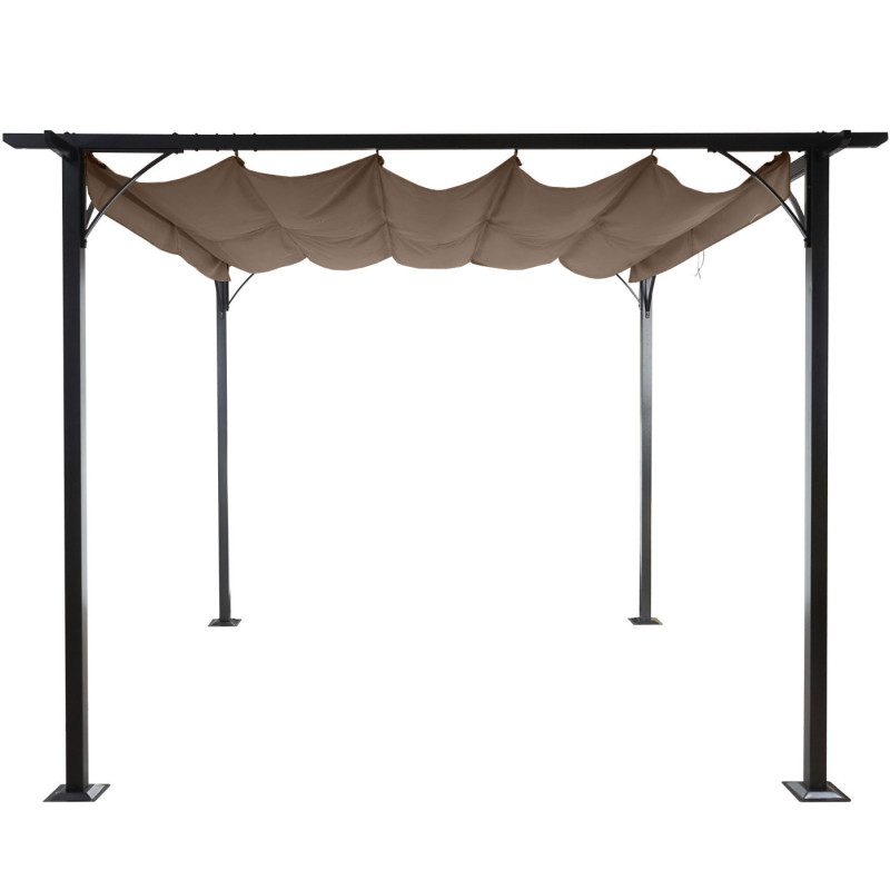 Pergola pavillon de jardin, cadre stable à 6 cm + toit ouvrant - 3x3m taupe