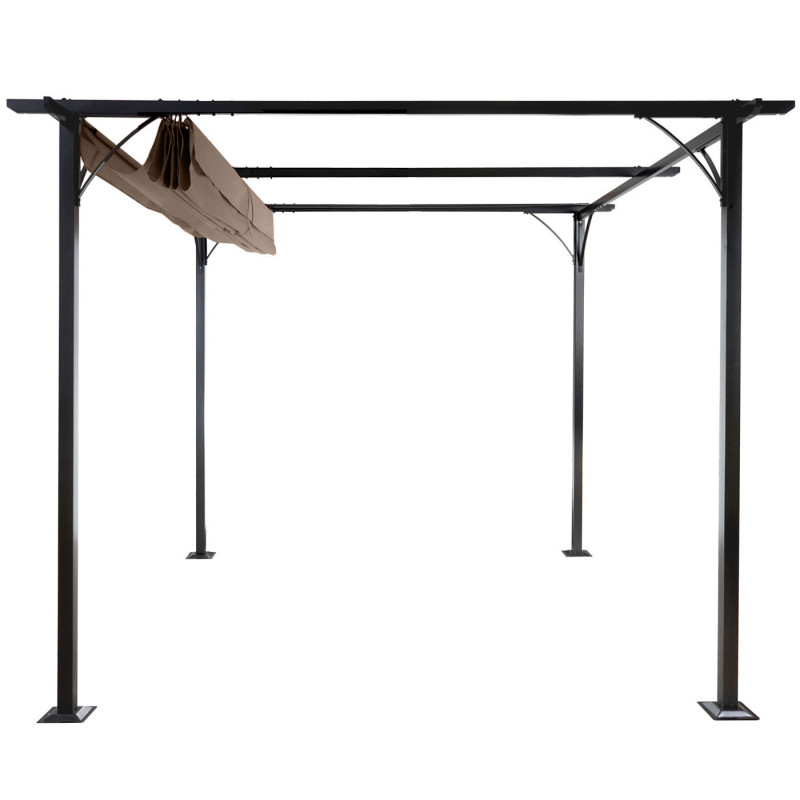 Pergola pavillon de jardin, cadre stable à 6 cm + toit ouvrant - 3x3m taupe