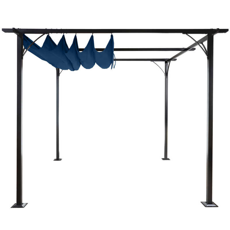 Pergola pavillon de jardin, cadre stable à 6 cm + toit ouvrant - 3x3m bleu