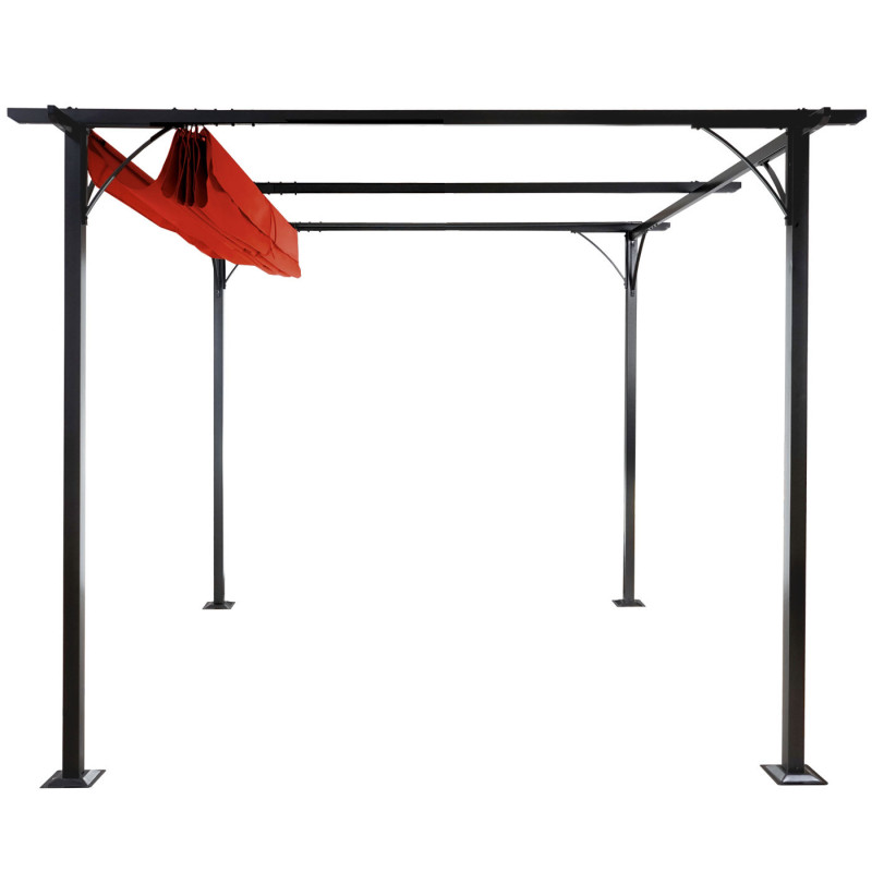 Pergola pavillon de jardin, cadre stable à 6 cm + toit ouvrant - 3x3m terre cuite