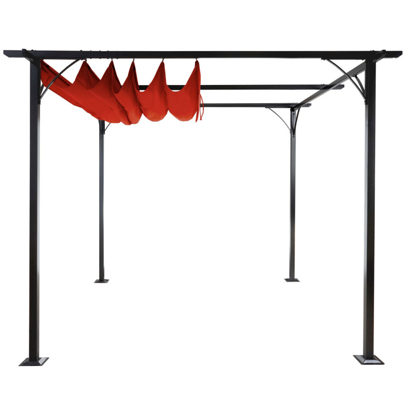 Pergola pavillon de jardin, cadre stable à 6 cm + toit ouvrant - 3x3m terre cuite