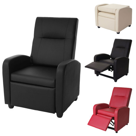 Fauteuil de télé Denver Basic, fauteuil de relaxation, similicuir - rouge