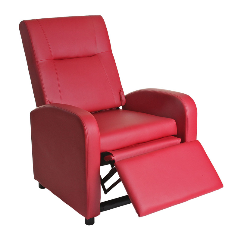 Fauteuil de télé Denver Basic, fauteuil de relaxation, similicuir - rouge