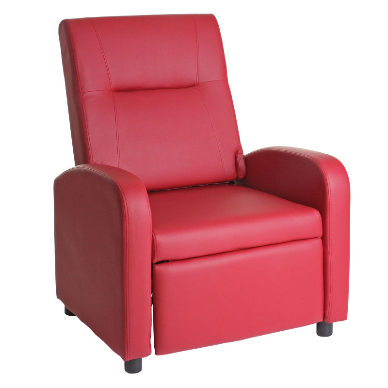 Fauteuil de télé Denver Basic, fauteuil de relaxation, similicuir - rouge