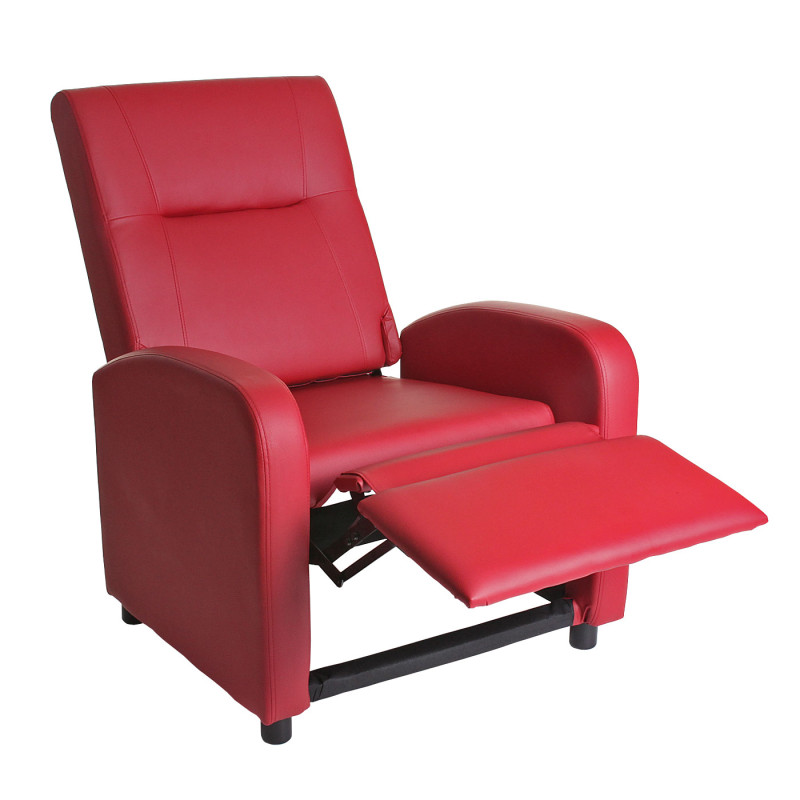 Fauteuil de télé Denver Basic, fauteuil de relaxation, similicuir - rouge