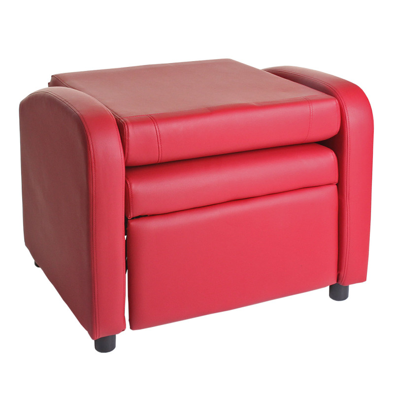 Fauteuil de télé Denver Basic, fauteuil de relaxation, similicuir - rouge