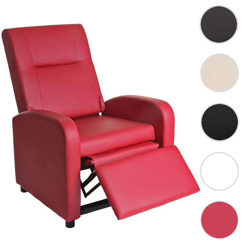 Fauteuil de télé Denver Basic, fauteuil de relaxation, similicuir - rouge