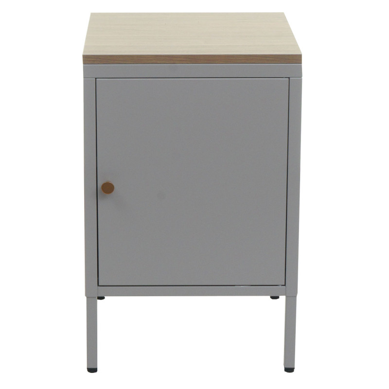 Table de nuit armoire de chevet commode, métal 63x40x40cm, mélaminé - gris