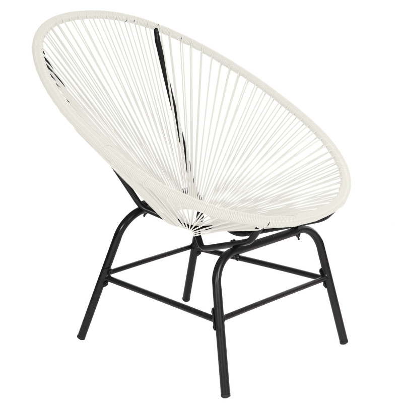 2x fauteuil de jardin en polyrotin Suzano, chaise jardin, spaghettis, design rétro - blanc