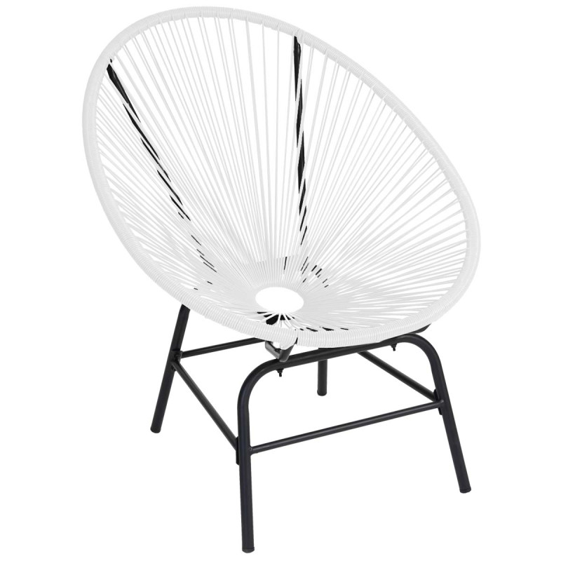 2x fauteuil de jardin en polyrotin Suzano, chaise jardin, spaghettis, design rétro - blanc