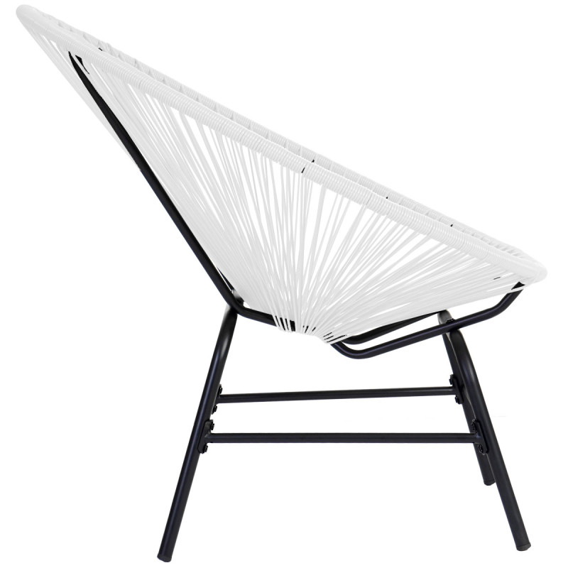 2x fauteuil de jardin en polyrotin Suzano, chaise jardin, spaghettis, design rétro - blanc