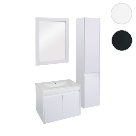 Ensemble pour salle de bain lavabo miroir mural armoire suspendue lavabo, certifié MVG revêtement mélaminé - noir