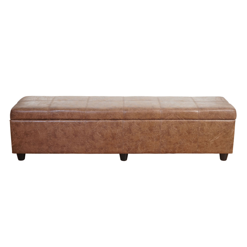 Banquette Kriens XXL, coffre, banc, tissu, 180x45x45cm - aspect daim