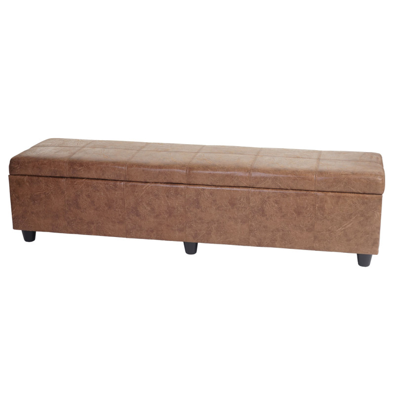 Banquette Kriens XXL, coffre, banc, tissu, 180x45x45cm - aspect daim