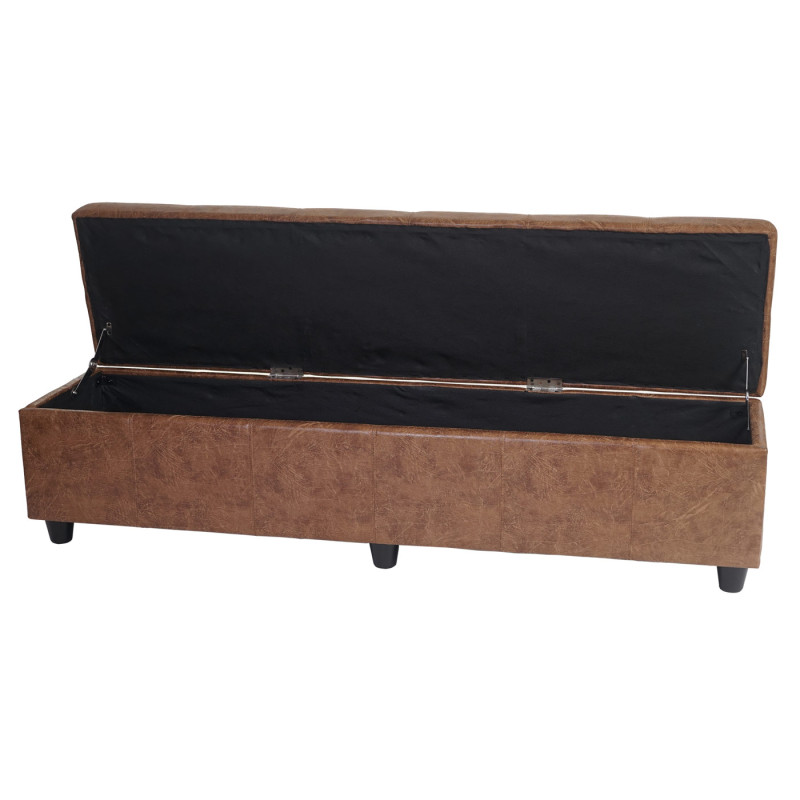 Banquette Kriens XXL, coffre, banc, tissu, 180x45x45cm - aspect daim