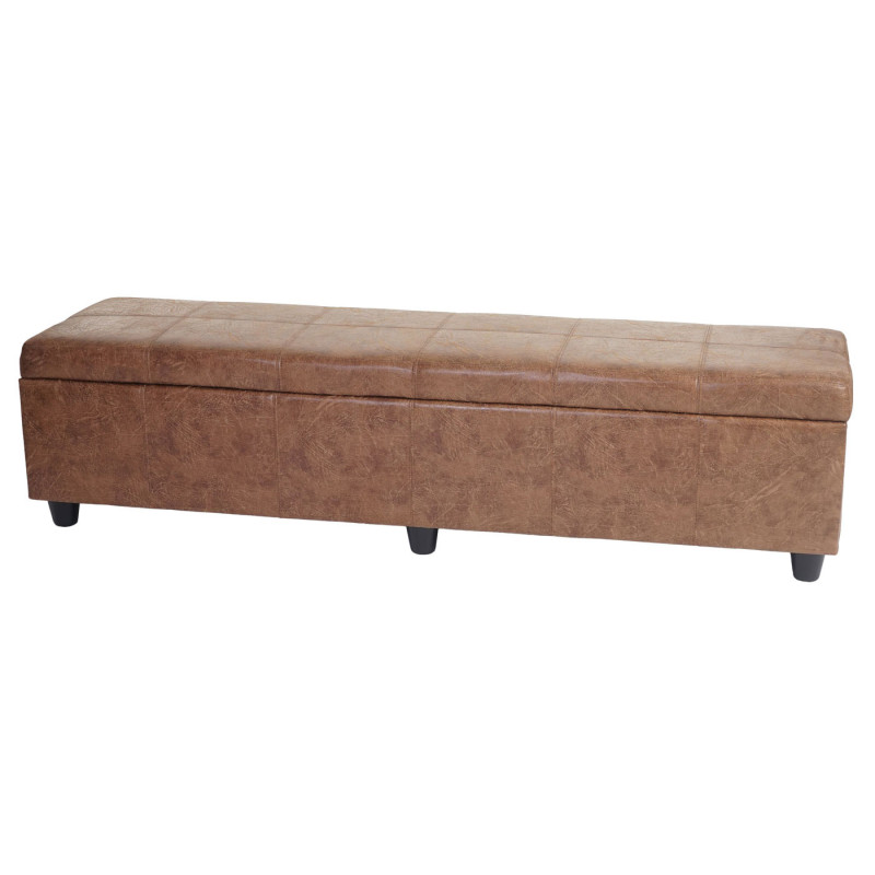 Banquette Kriens XXL, coffre, banc, tissu, 180x45x45cm - aspect daim