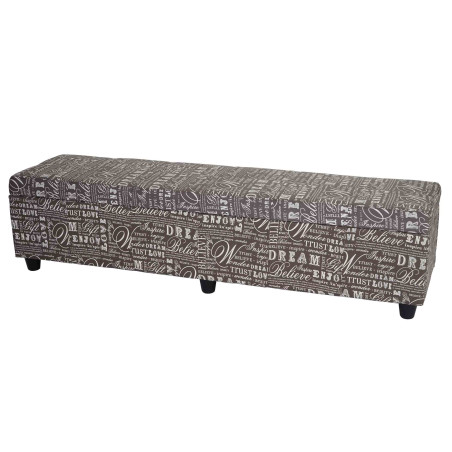 Banquette Kriens XXL, coffre, banc, tissu, 180x45x45cm - Words II, foncé/marron