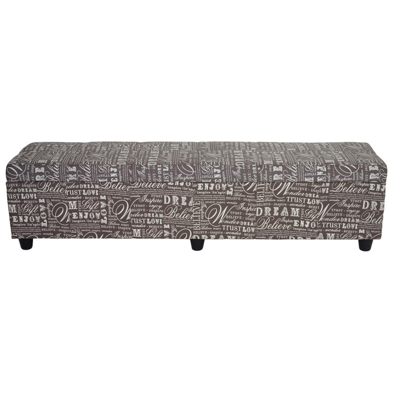 Banquette Kriens XXL, coffre, banc, tissu, 180x45x45cm - Words II, foncé/marron