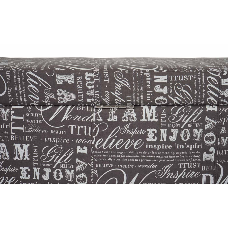 Banquette Kriens XXL, coffre, banc, tissu, 180x45x45cm - Words II, foncé/marron