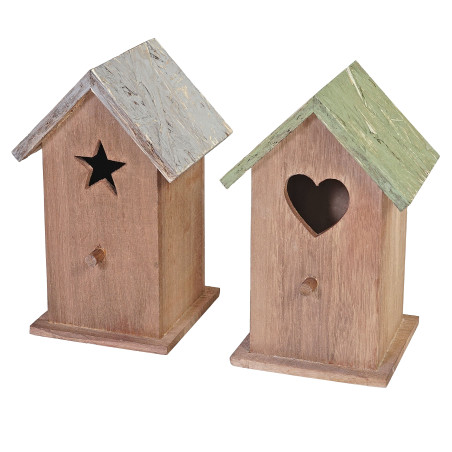 2x maison de décoration Kamnik, mangeoir en bois pour oiseaux, style shabby, vintage 23x14x12cm