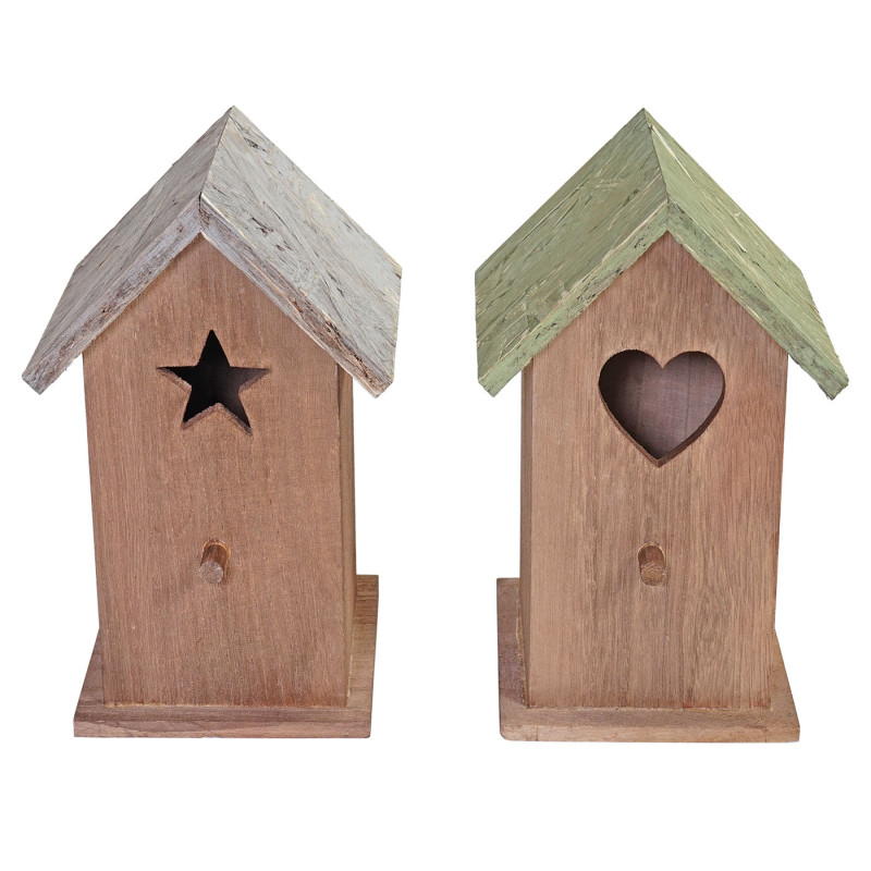 2x maison de décoration Kamnik, mangeoir en bois pour oiseaux, style shabby, vintage 23x14x12cm