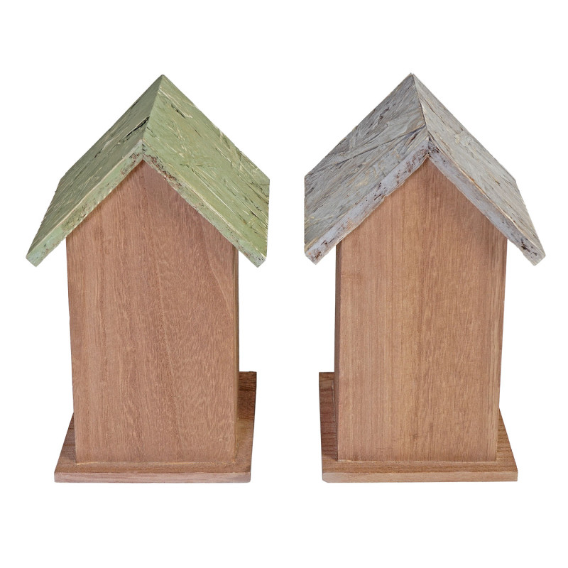 2x maison de décoration Kamnik, mangeoir en bois pour oiseaux, style shabby, vintage 23x14x12cm