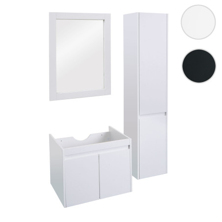 Ensemble pour salle de bain lavabo miroir mural armoire murale meuble de salle de bain, certifié MVG mélaminé - noir