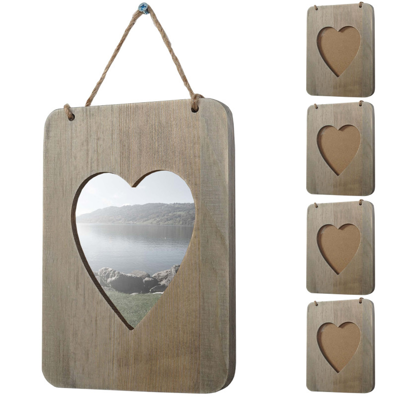 5x cadre photo Wels, cadre en bois, style shabby, style cottage, coeur