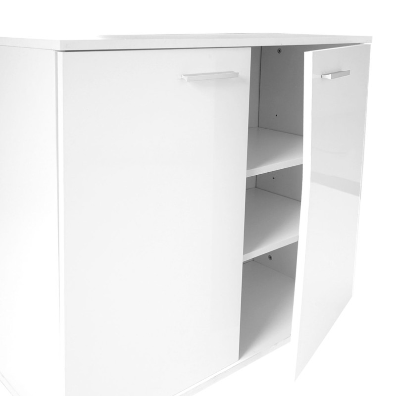 Ètagère Cleveland, bibliothèque, rack, blanc poli fin 76x71x35cm