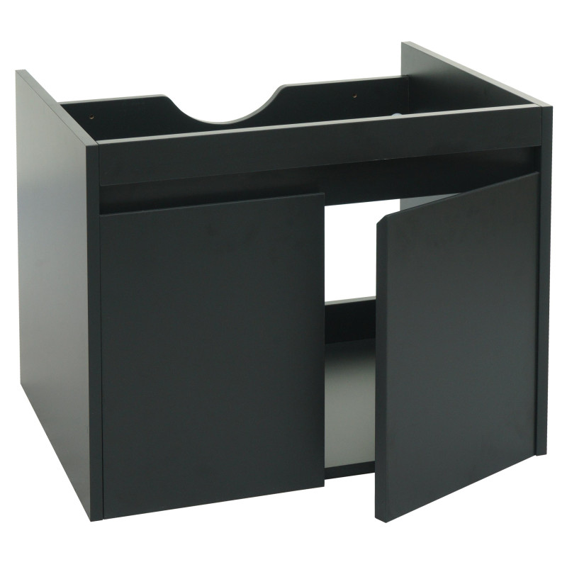 Meuble sous-lavabo meuble sous-lavabo salle de bain, MVG 2 portes 48x59x46cm - noir