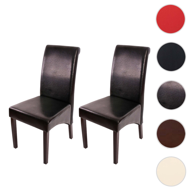 2x Chaise de salle à manger Chaise M37 - cuir, noir, pieds blancs