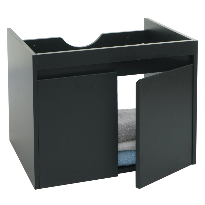 Meuble sous-lavabo meuble sous-lavabo salle de bain, MVG 2 portes 48x59x46cm - noir