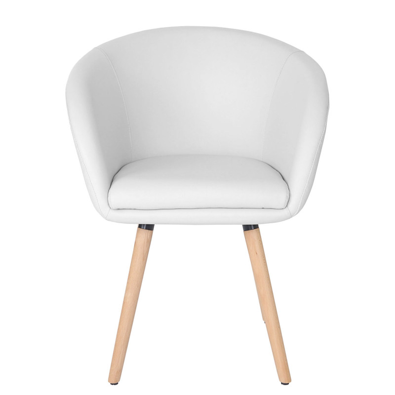 6x chaise de salle à manger Malmö T633, fauteuil, design rétro des années 50 - similicuir, blanc