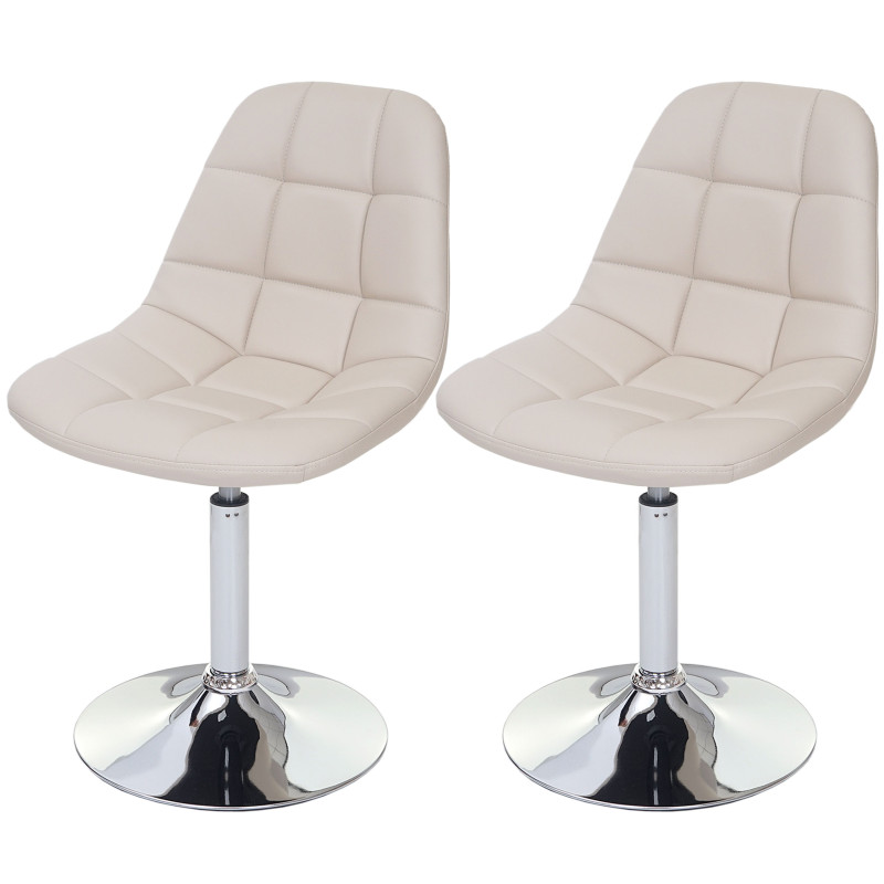 2x chaise de salle à manger Cascina, fauteuil pitovante, chrome - similicuir crème