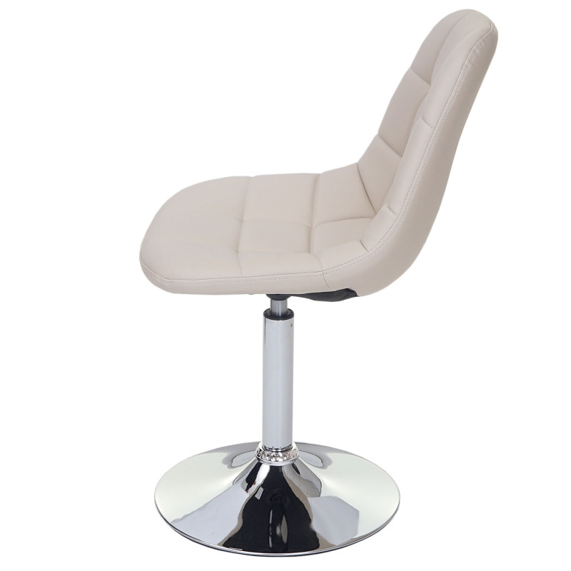 2x chaise de salle à manger Cascina, fauteuil pitovante, chrome - similicuir crème