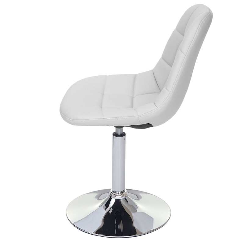 2x chaise de salle à manger Cascina, fauteuil pitovante, chrome - similicuir blanc