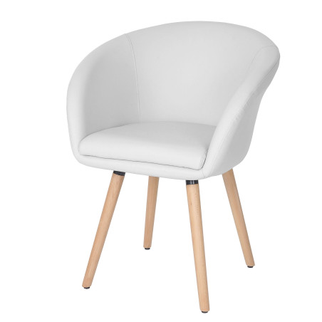 Chaise de salle à manger Malmö T633, fauteuil, design rétro des années 50 - similicuir, blanc