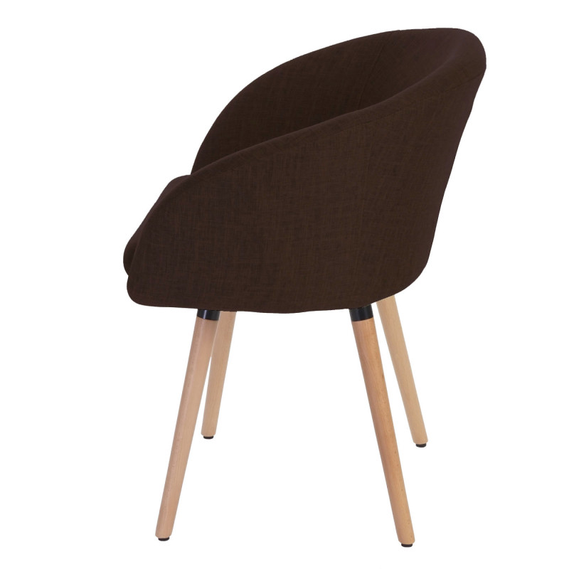 Chaise de salle à manger Malmö T633, fauteuil, design rétro des années 50 - tissu, marron