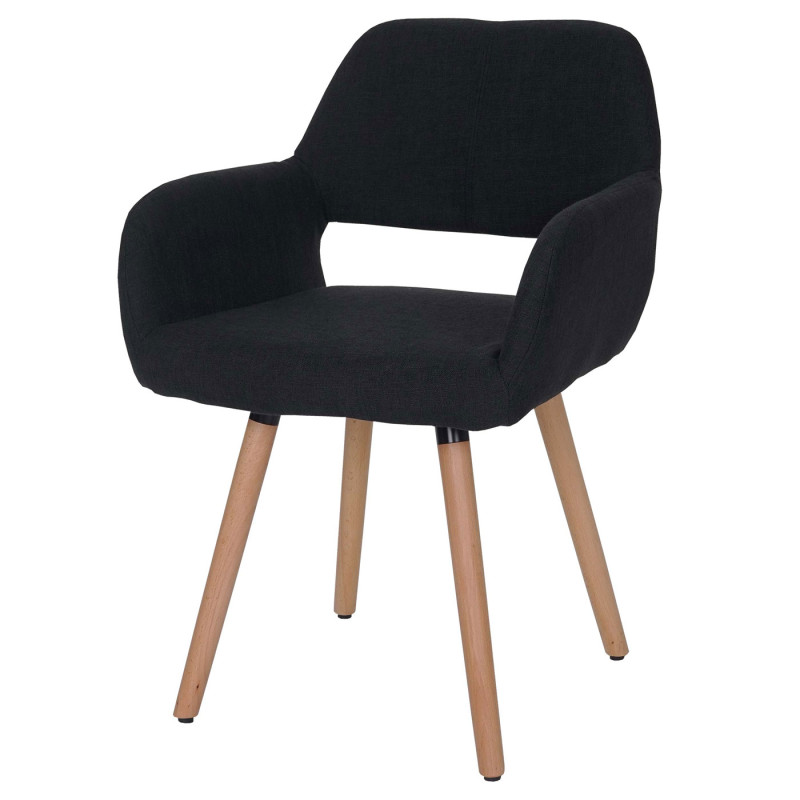 6x chaise de salle à manger Altena II, fauteuil, design rétro des années 50 - tissu, noir