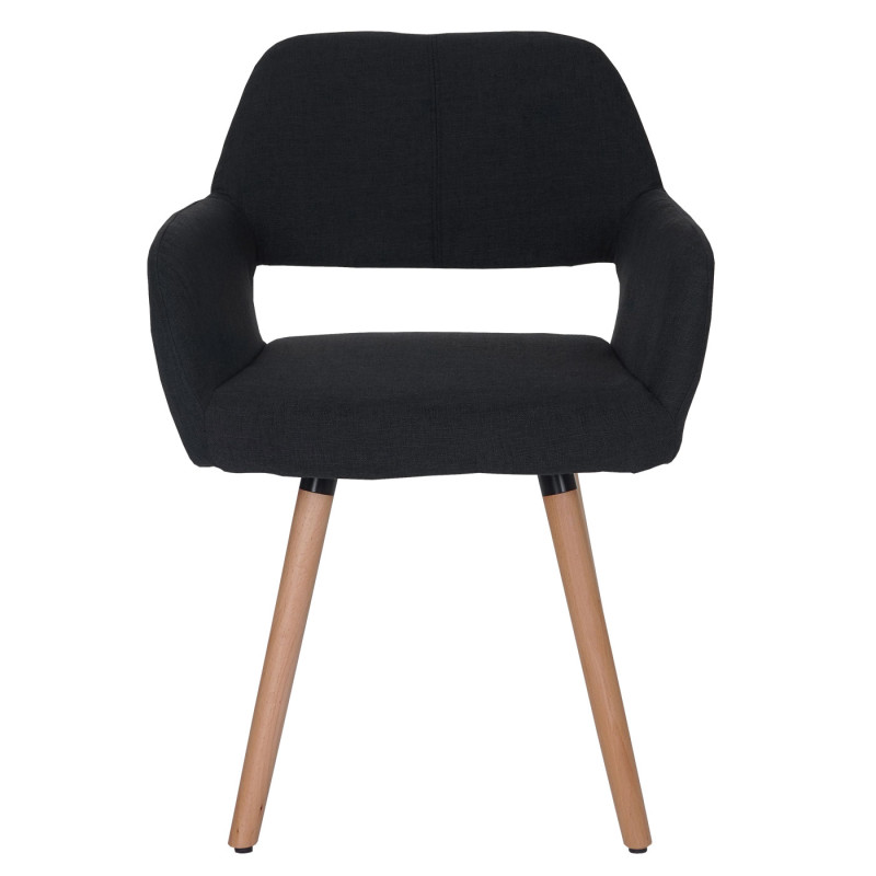 6x chaise de salle à manger Altena II, fauteuil, design rétro des années 50 - tissu, noir