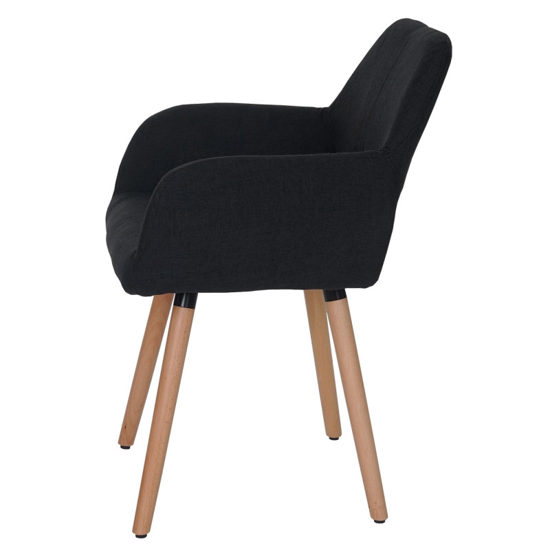 6x chaise de salle à manger Altena II, fauteuil, design rétro des années 50 - tissu, noir