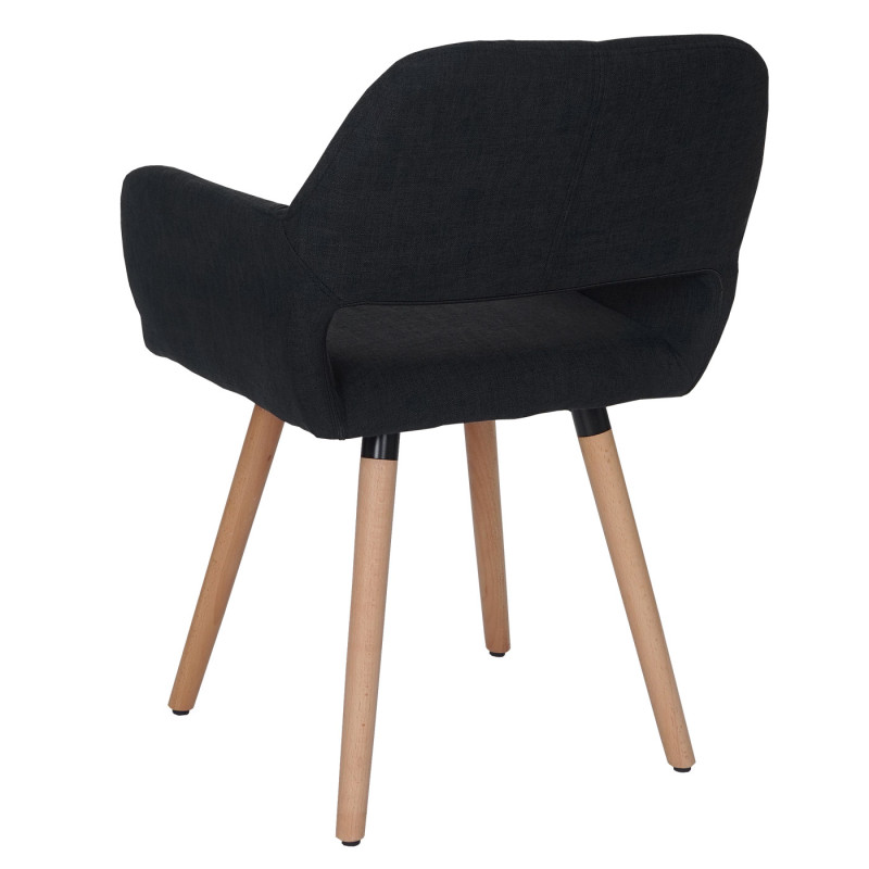 6x chaise de salle à manger Altena II, fauteuil, design rétro des années 50 - tissu, noir