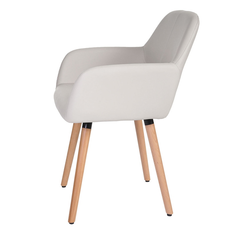 6x chaise de salle à manger II, fauteuil, design rétro des années 50 - similicuir, blanc