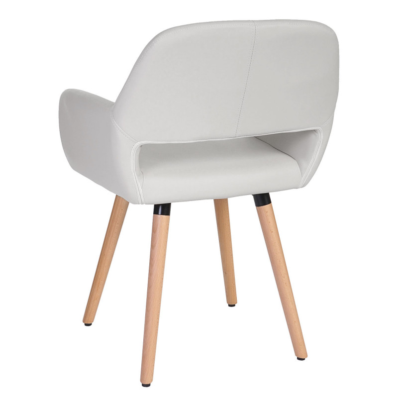 6x chaise de salle à manger II, fauteuil, design rétro des années 50 - similicuir, blanc