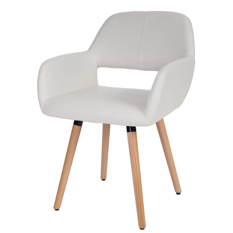 6x chaise de salle à manger II, fauteuil, design rétro des années 50 - similicuir, blanc