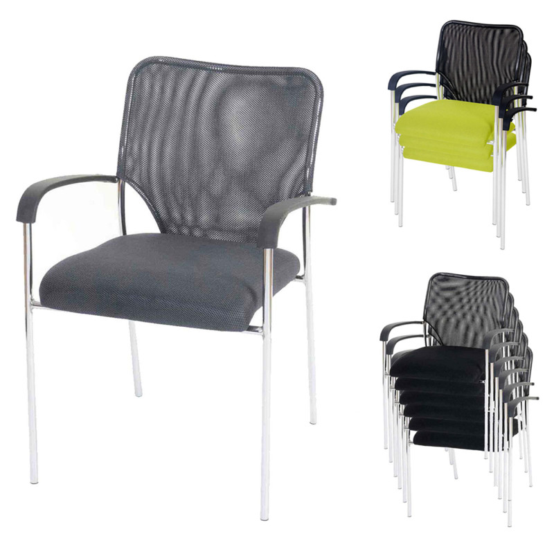 Lot de 2 chaises de conférence / visiteur Tulsa, empilable, tissu  siège vert, dossier noir