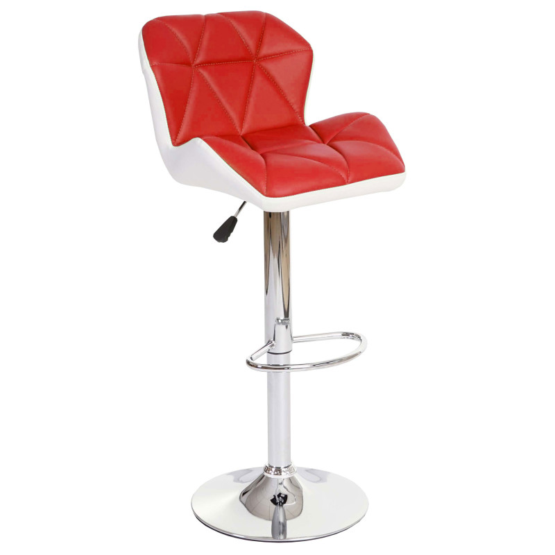 2x tabouret de bar Hamilton, chaise de comptoir, bois, similicuir, rotatif - rouge