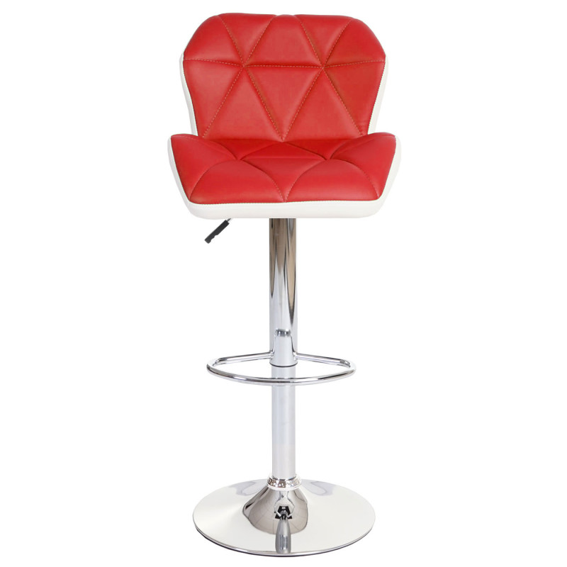 2x tabouret de bar Hamilton, chaise de comptoir, bois, similicuir, rotatif - rouge