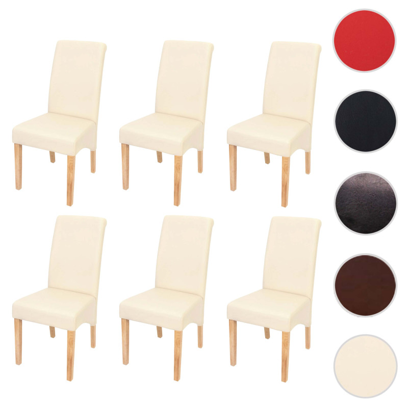 6x Chaise de salle à manger Chaise M37 - similicuir mat, rouge, pieds clairs